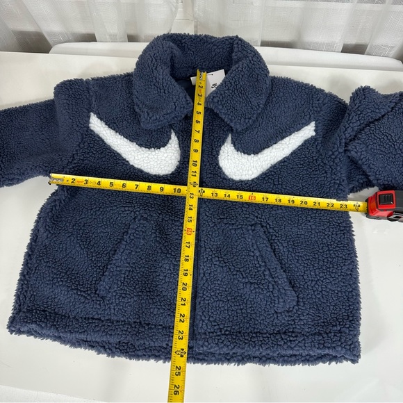 NIKE teddy bear fleece JACKET sports casual athletic blue white zipper NEW S - Picture 9 of 10